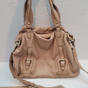 Sabina Camel Tan Leather Slouchy Tote Bag Purse